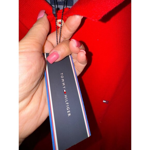 Tommy Hilfiger Mens Red Slim Fit Polo Shirt XL NWT Casual Classic Preppy Y2K - Picture 7 of 9